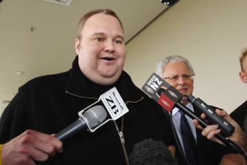 Kim Dotcom's last peer-to-peer website, Megaupload.com, was closed by the U.S. Department of Justice for copyright infringement.  (Image from newsfeed.time.com)