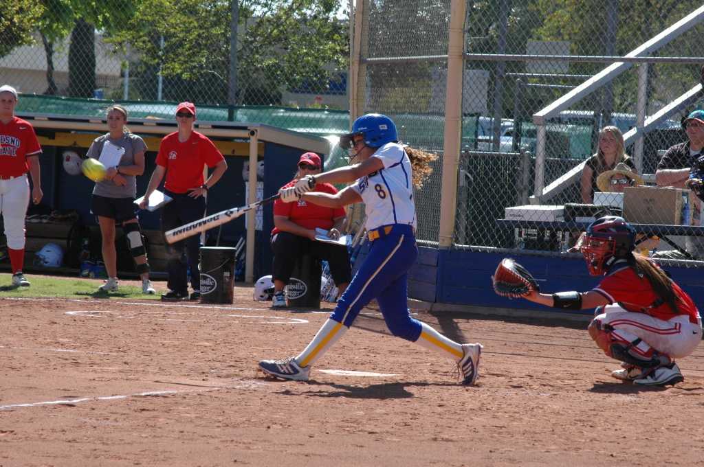 Shay Fryer recorded the walk-off hit against Fresno State on April 10. (Steven Gaede, The Runner)