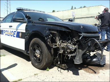 Police vehicle crashes on the Westside Parkway in Bakersfield