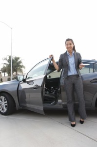 A grey suit with a crisp, light blue dress shirt is ideal for a corporate job interview, as shown by Alana Lim, a CSUB sophomore. Styling by Crismat Mateo. And photography by Paola Hernandez/The Runner