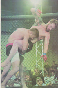 Former CSUB wrestler gets slammed down at Bakersfield MMA event. Photo from The Runner Archives.