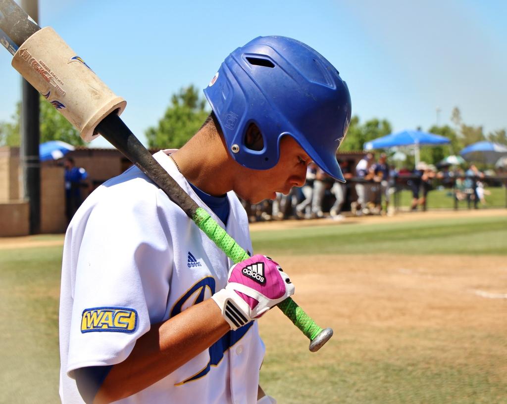 Sophomore David Metzgar waits for his at-bat against Northern Colorado at Hardt Field on May 3. Metzgar is hitting .348 with 33 RBIs, one home run and 70 hits for the Roadrunners.
Photo by Marisel Maldonado/The Runner 