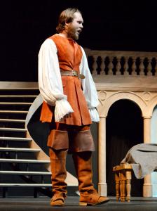 Hudson Sanders takes on the role of "Hectòr" in the play "The Gamester". Photo taken on May 20.