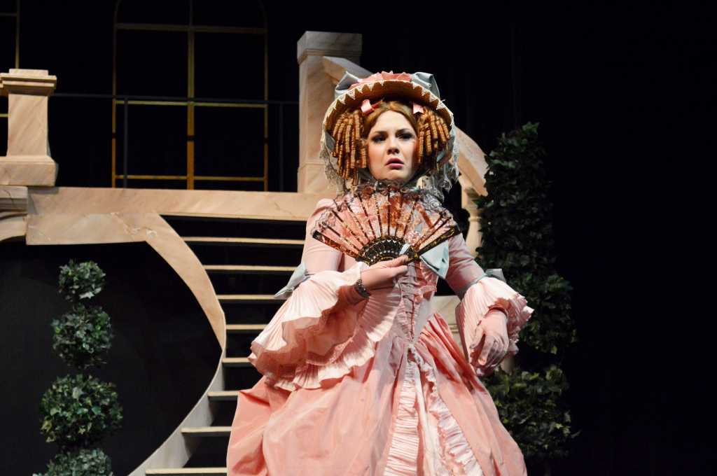 Kara McDonald stars in the role of lead actress as Angélique in the play, "The Gamester". Photo taken on May 20.