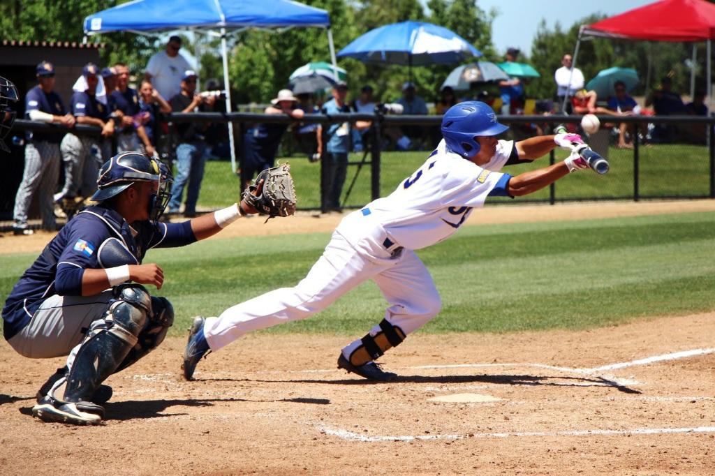 Sophomore David Metzgar attempts a bunt in the ninth inning against Northern Colorado at Hardt Field on May 3. The Roadrunners beat the Bears 7-6.
Marisel Maldonado/The Runner