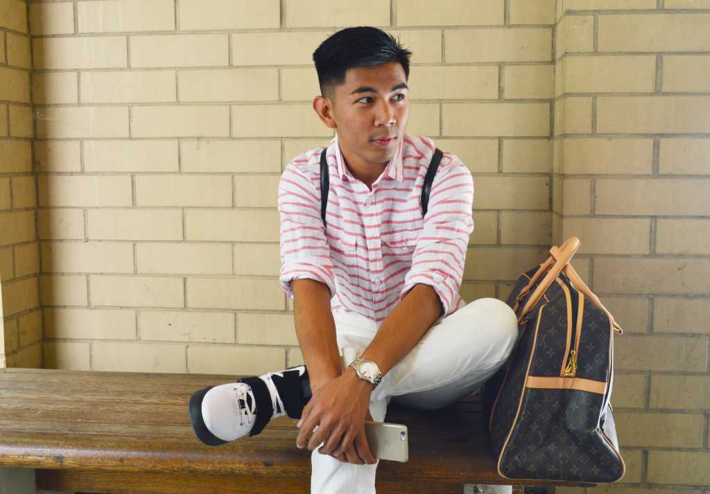 Crismat Mateo, senior fashion columnist, gives his input on this summer’s top fashion needs for traveling. May 28.
Photo by Marisel Maldonado/The Runner