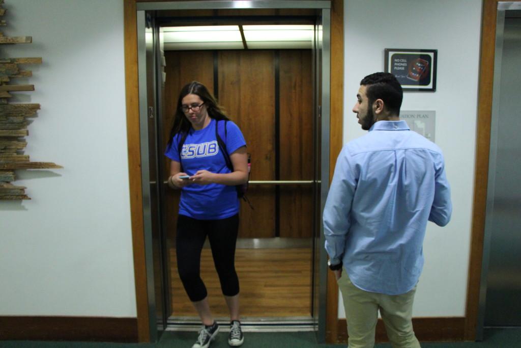 Elevator action on campus