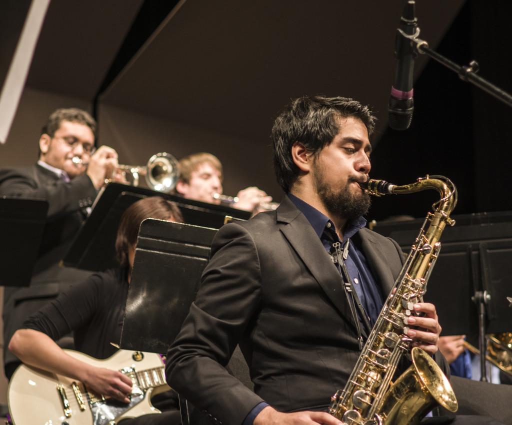 Alejandro Saucedo performs the “So-Hay Shuffle” on March 4 in the Doré Theatre. This was the 40th Jazz Jam for CSUB.
Photo by Ben Patton/The Runner