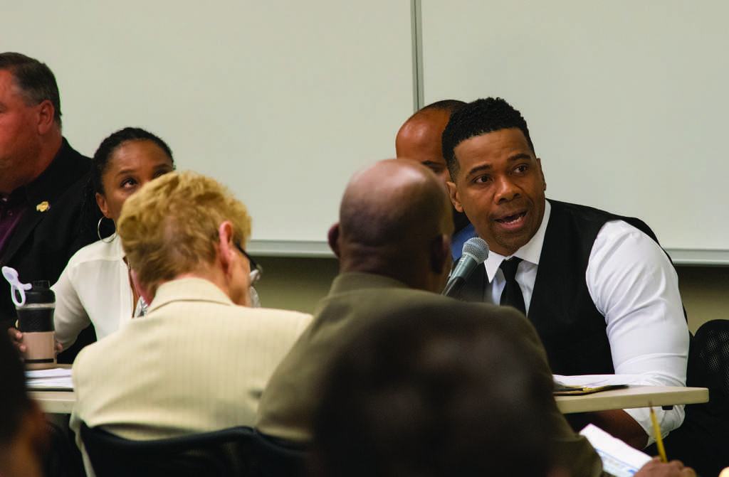 Danny Morrison, HOT 94.1 radio personality, spoke at “After Trayvon, What?” in the Housing East Multi-Purpose Room on April 19.