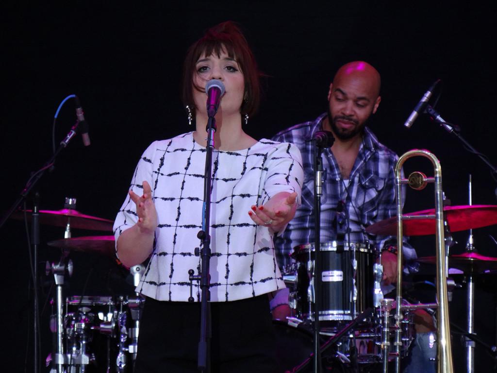 Aubrey Logan singing covers of different songs at the Bakersfield Jazz Festival on May 7.
Photo by Chris Mateo/The Runner
