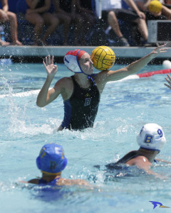 CSUB junior goalkeeper Courtney Wahlstrom gets one of her 14 saves against UCLA.