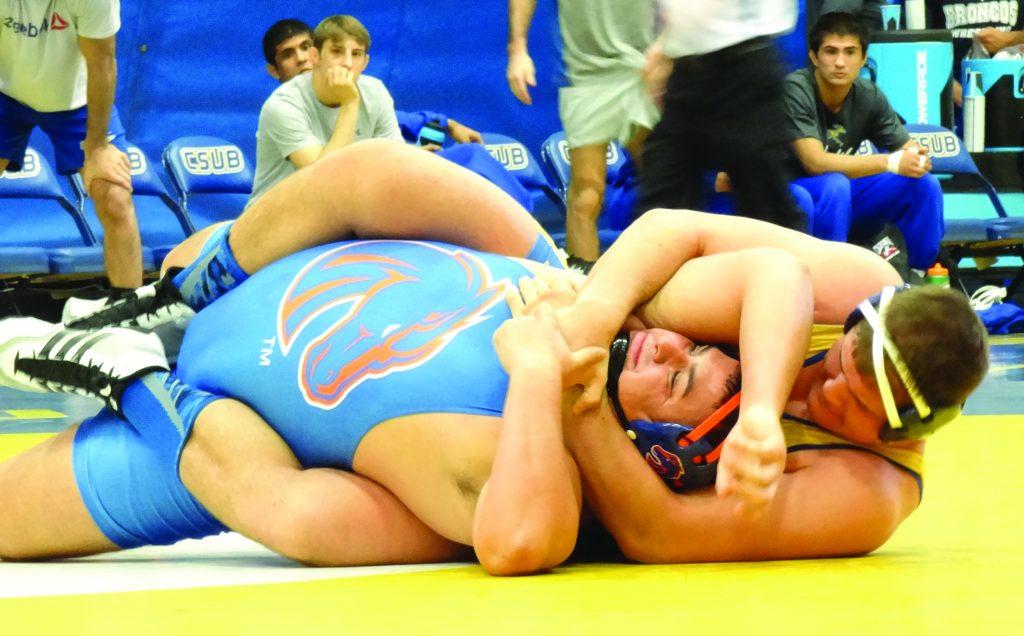 CSUB redshirt-junior Matt Williams earned a win at the Pac-12 dual against Boise State on Saturday, Jan. 21 in the Bronco Gym.
Photo by Chris Mateo/The Runner 