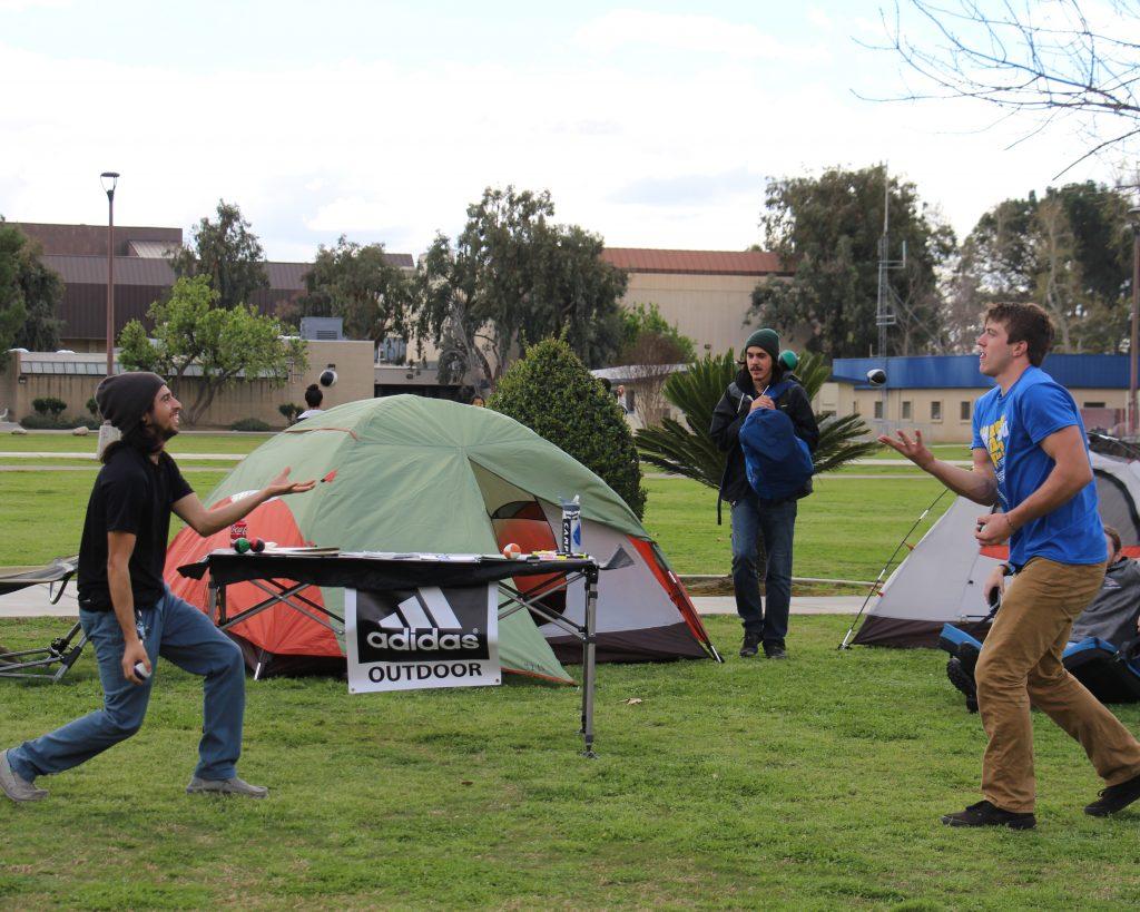 CSUB students juggling during Rec Day on Feb. 22 on the Student Union Patio.
Photo by Allison Lechman/The Runner 