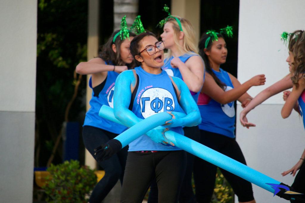 Jeannette Sevilla dresses up as Mr. Fantastic during last years Greek Week. Greek organizations participate in the annual Greek Week with activities like skits, house building, volleyball, and a lip sync battle. 
The Runner Archives 