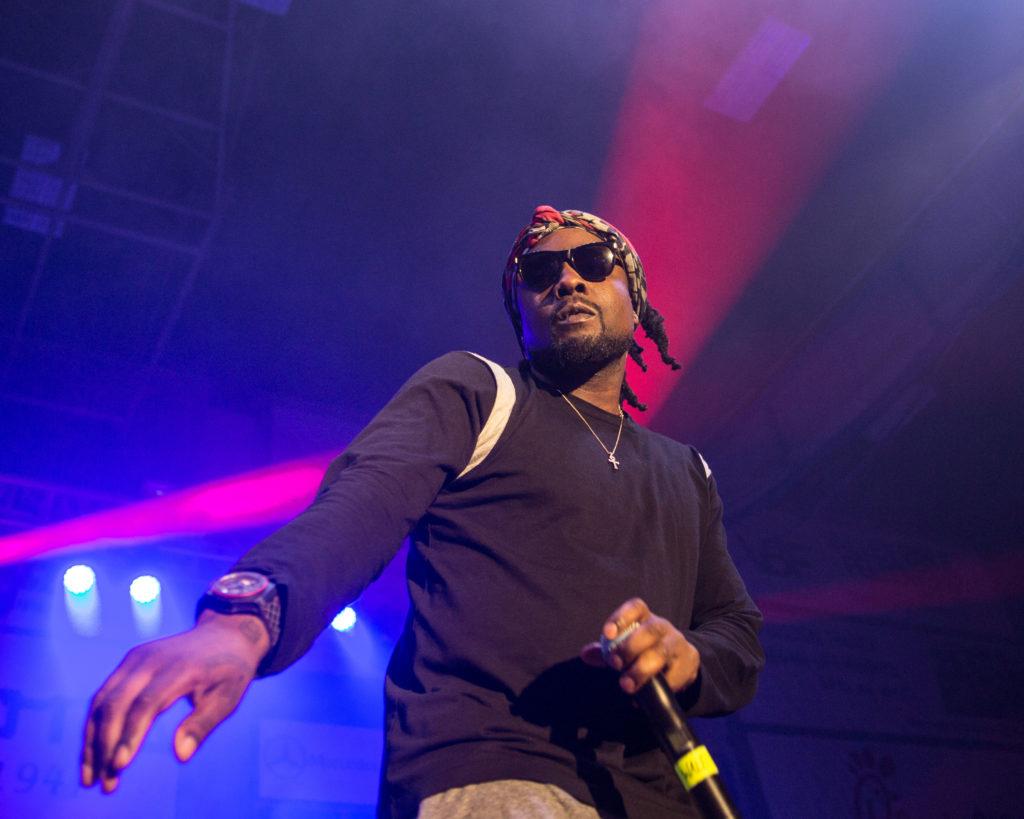 DC native Wale performs one of his songs at Runner Nights. He performed songs such as ‘Ambition,’ ‘Lotus Flower Bomb,’ ‘Bait’ and ‘Slight Work.’  Photo by Aj Alvarado/ The Runner 