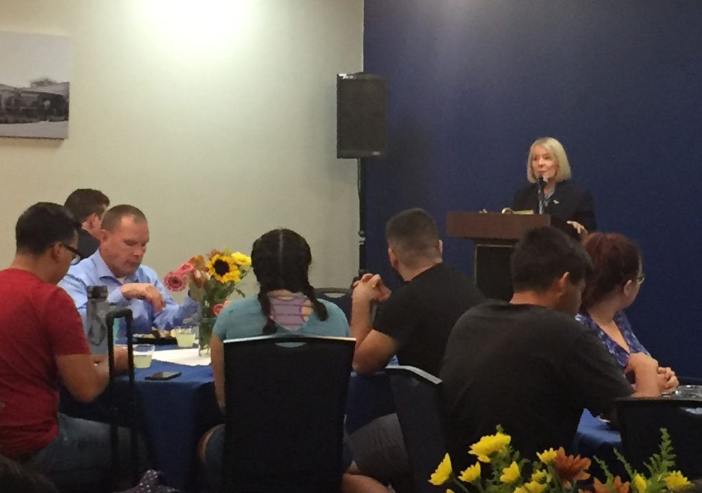CSUB President Lynnette Zelezny addresses the crowd at the Lunch with Legislators event on Thursday, Sept. 27, 2018.
Photo Courtesy of CSUB ASI.