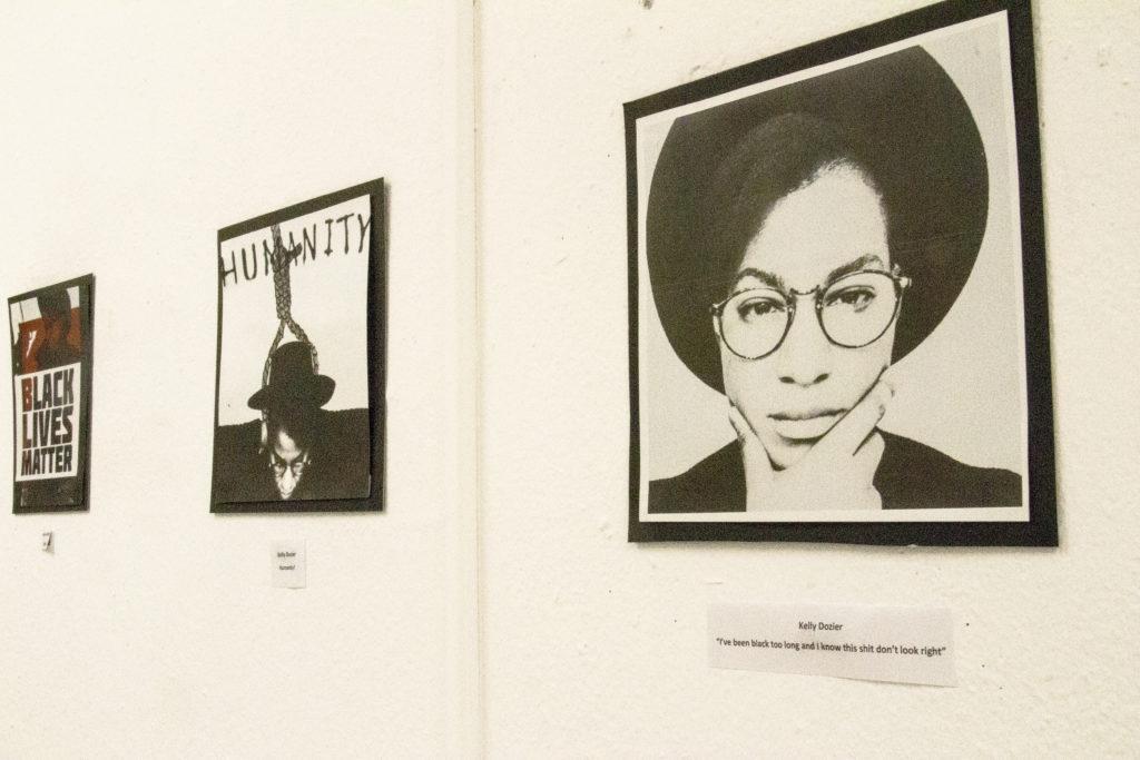 Three pieces by Black Student Union Advisor, Kelly Dozier: “BLM,” “Humanity,” and “I’ve been black too long and I know this shit don’t look right.” Leo Garcia/The Runner