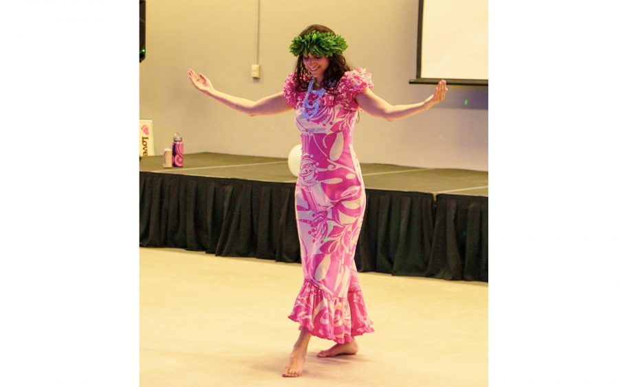Andrea Herskowitz, from the Tatou Uma dance school of Bakersfield, demonstrates the skills that she has learned on Mar 9 in the Student Union Multi-Purpose Room.
