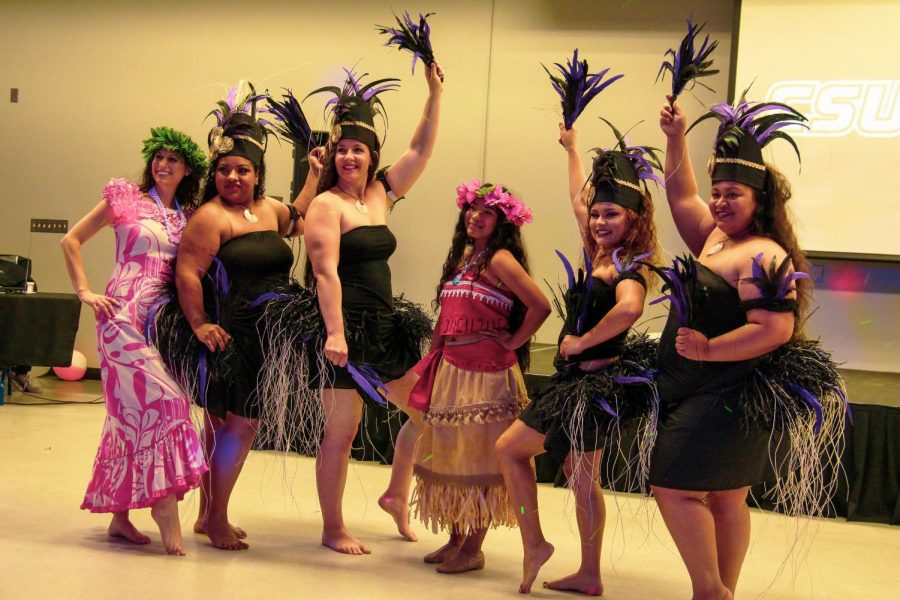 36.	The Tatou Uma dance school from Bakersfield pose for photos on Mar 9 in the Student Union Multi-Purpose Room.