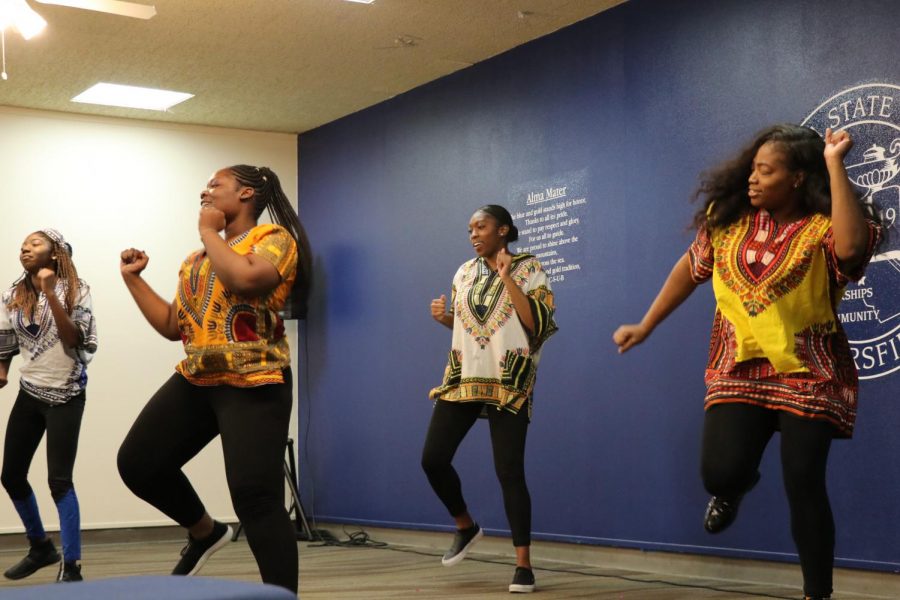 CSUB African Student Association’s Kings and Queens dance team took the floor to perform an African dance during the International Women’s Day event in the Stockdale Room on Friday, March 8.