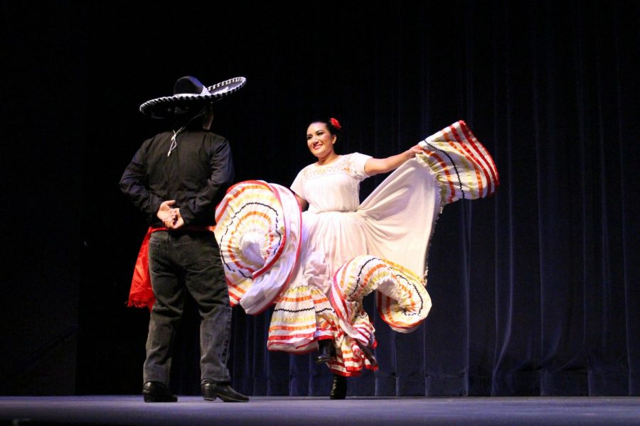 Elia Lopez dances onstage during Mariachi Girl performance at the Dore Theater on Sept. 13, 2019.