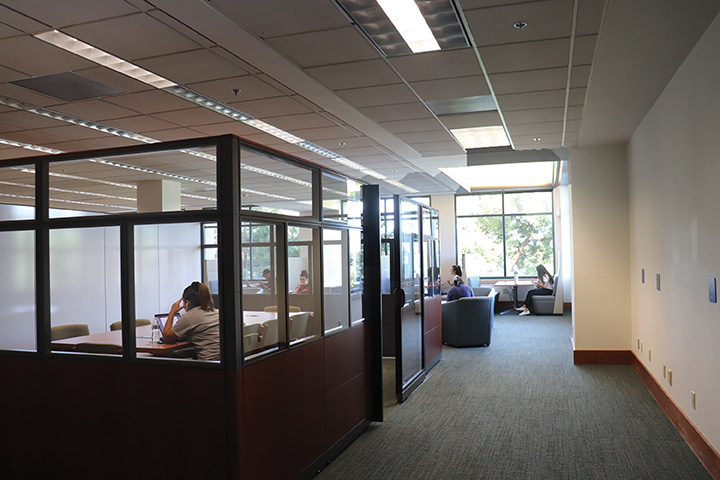 Students study on the second floor of the Walter W. Stiern Library of Friday, Sept. 6, 2019