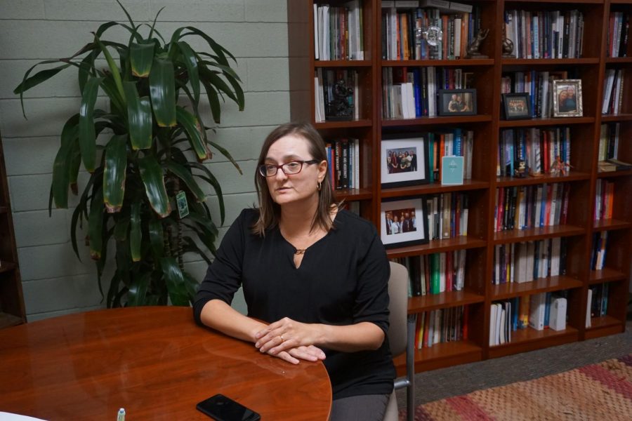 Debra Jackson speaks with The Runner about WASC visit. Photo By: Mari Woodmansee/ The Runner