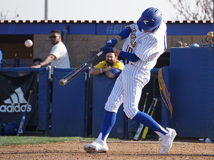 Senior 2nd baseman Tyler Jorgensen bats during the Alumni Game on Saturday Feb. 1, 2020 at Hardt Field. 