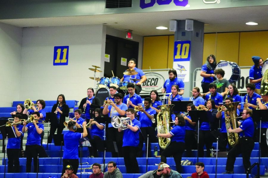 The Pep Band plays during a CSUB basketball game at the Icardo Center on Feb. 15. 