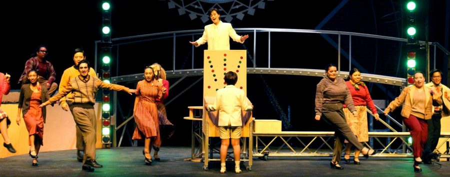 The cast for "The Who's Tommy" dances to musical number in Act One of their production. 