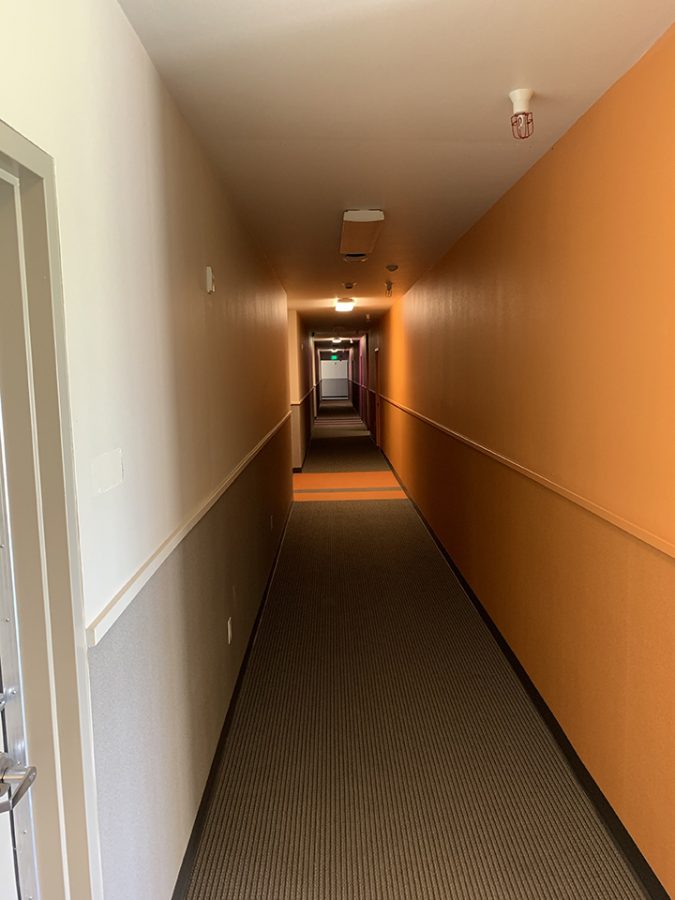 Photo of the empty CSUB residence hall March 23, 2020 a week after students were asked to leave their rooms due to the COVID-19 pandemic