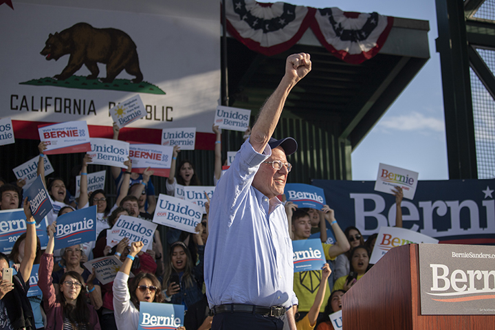 Bernie Sanders at his campaign rally held at the Spectrum Amphitheater at River Walk on Feb. 21, 2020.