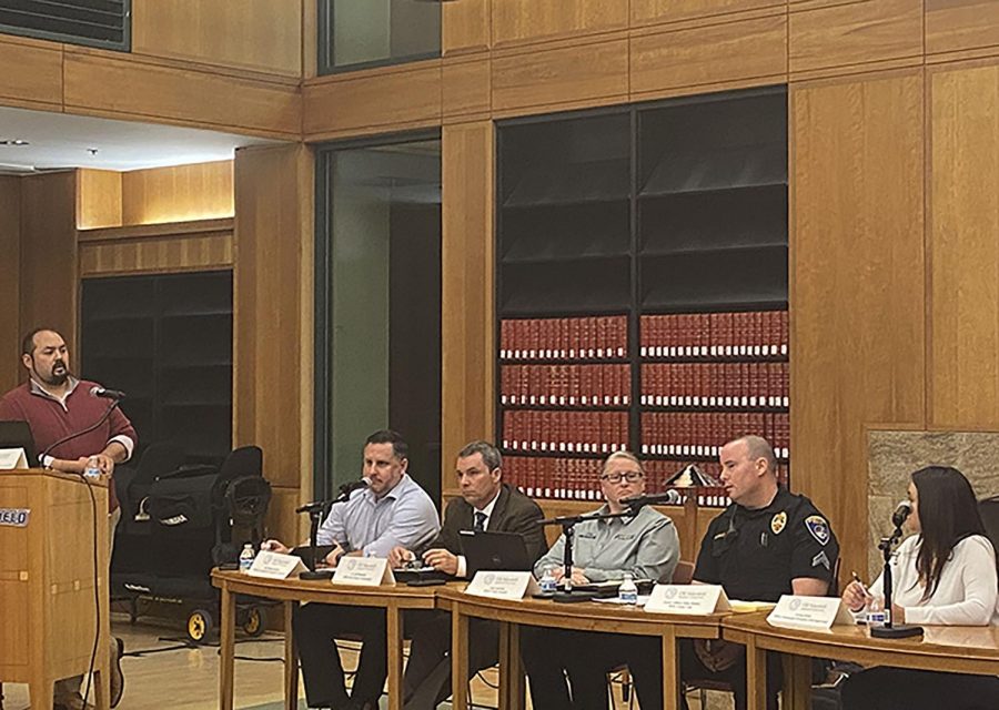 Panel members speak at the Gun Violence Prevention panel at CSU Bakersfield on Feb. 20.