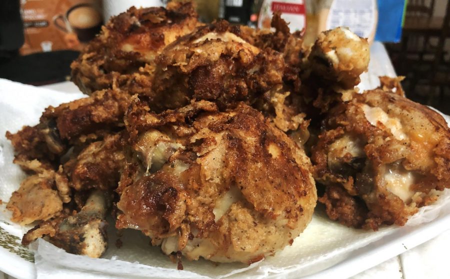 Southern style fried chicken is crispy, delicious, and definitely greasy. Place the cooked chicken over a paper towel to help absorb excess grease.