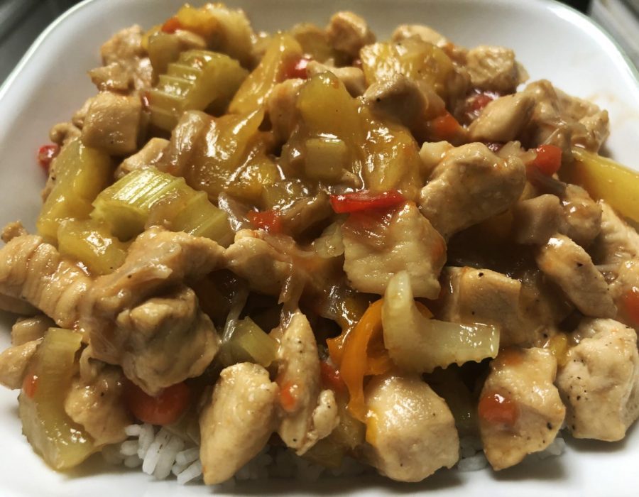 This sweet chicken dish is a great way to use up some old produce!