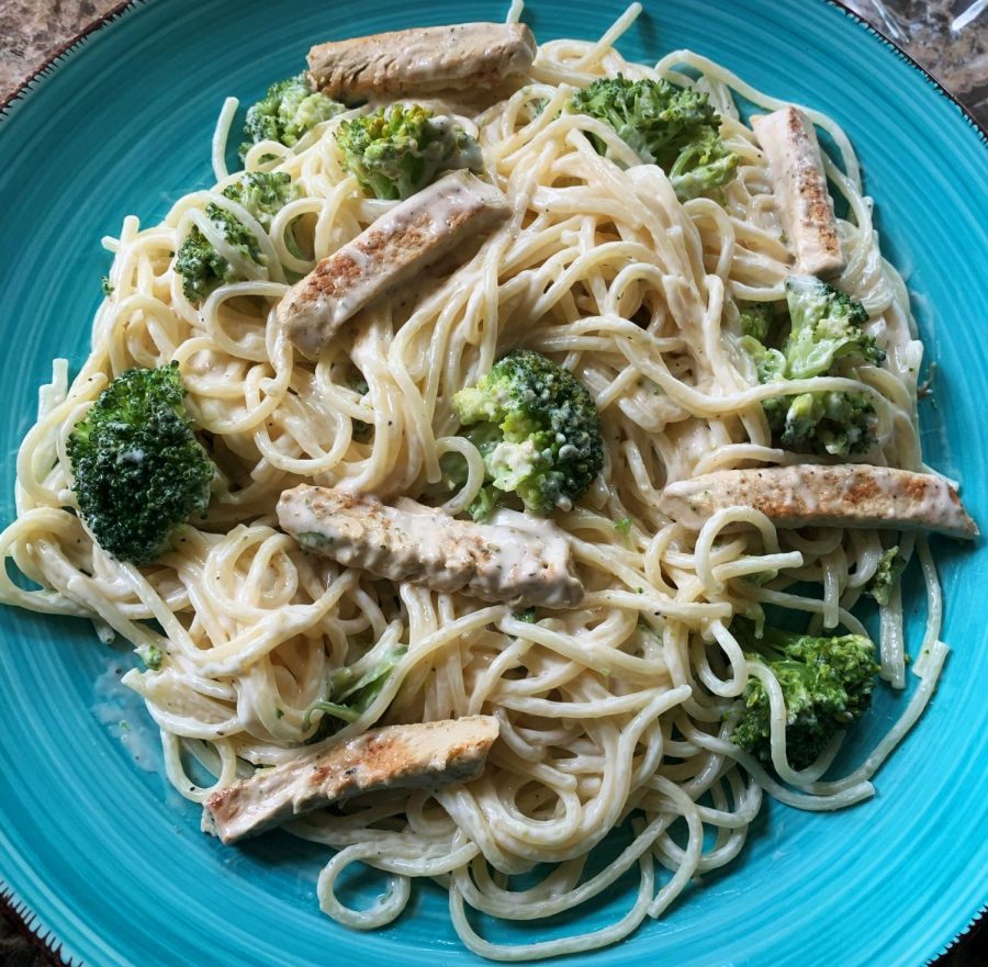Vegan Chik'n Alfredo is quick, making it a perfect late night dinner option!