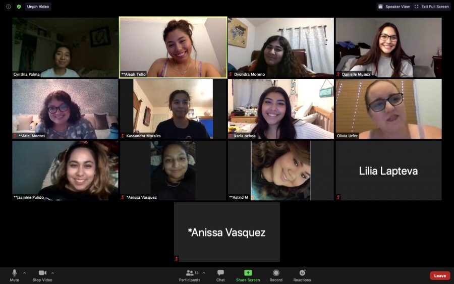 Active and prospective members of Nu Phi Chi got together during recruitment week for a Netflix streaming party.