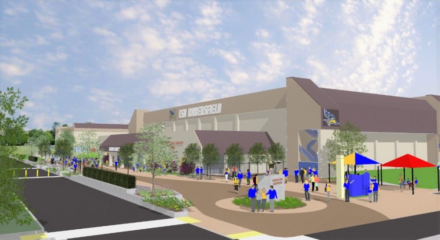 Graphic of what Harvey Hall Plaza will look like upon completion. Graphic provided by C.S.U.B. Athletics Department