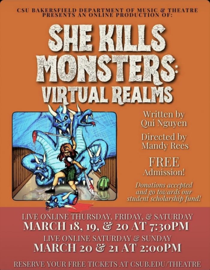 Flyer for Spring Production. Provided by Department of Music and Theatre at California State University, Bakersfield.
