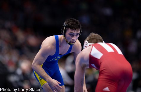 wrestler facing opponent