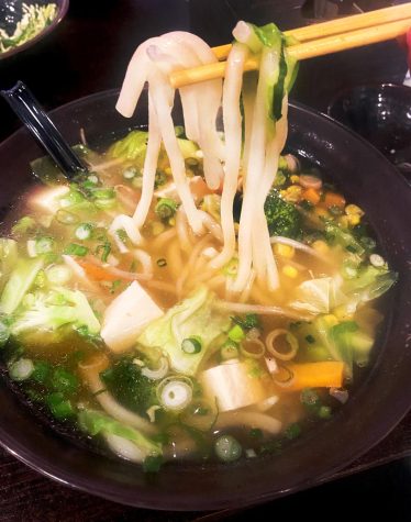 Udon noodles ready to be slurped.