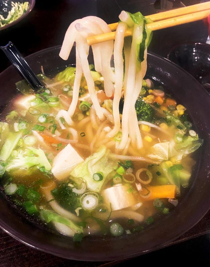 Udon noodles ready to be slurped.