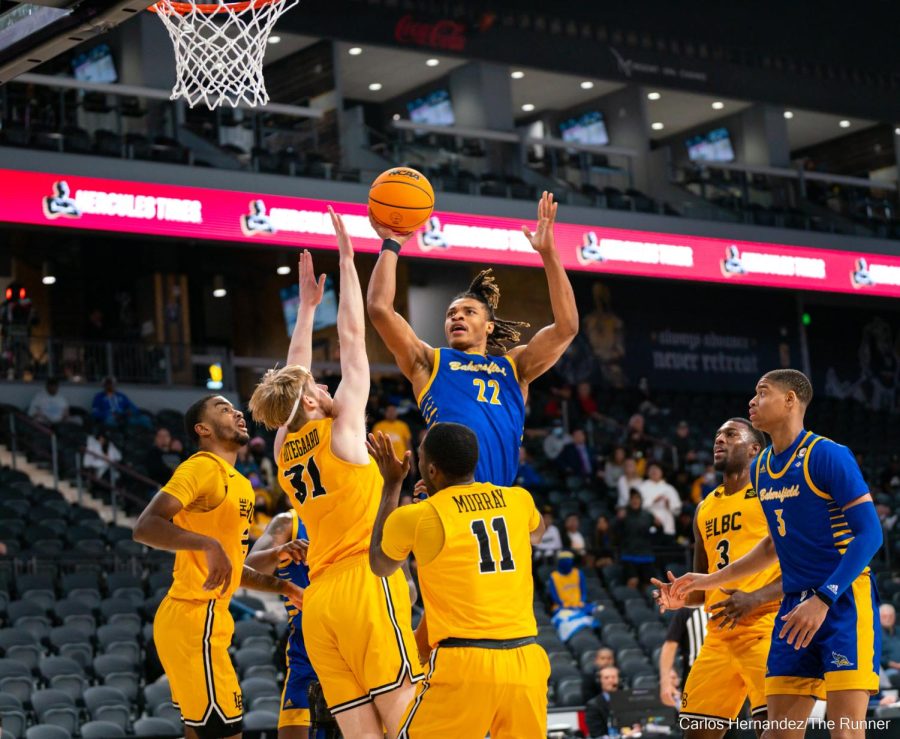 CSUB'sJustin McCall converts the 2 point field goal .
