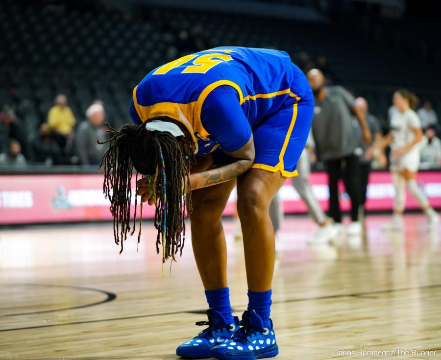 Vanessa Austin reacts as CSUB is eliminated from the Big West Championship