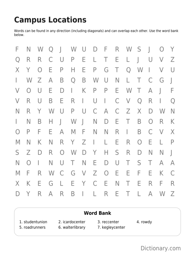Back-To-School Word Search  + Answer Key