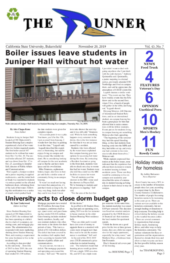 Nov. 20, 2019 Issue of The Runner