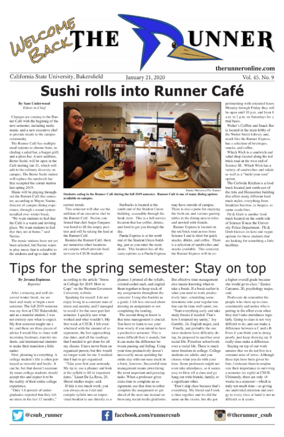 Jan. 21, 2020 Issue of The Runner