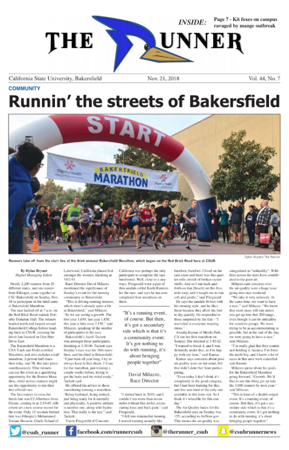Nov. 21, 2018 Issue of The Runner
