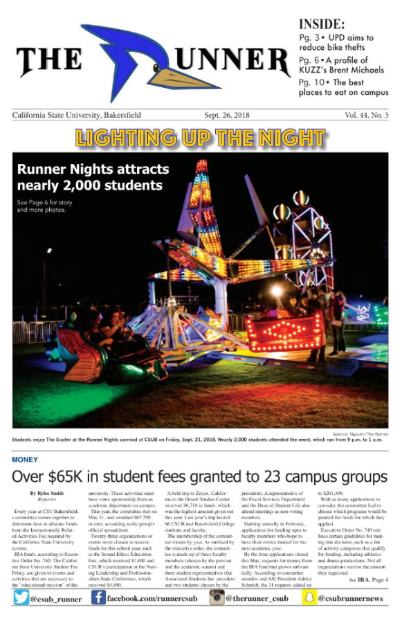 Sept. 26, 2018 Issue of The Runner