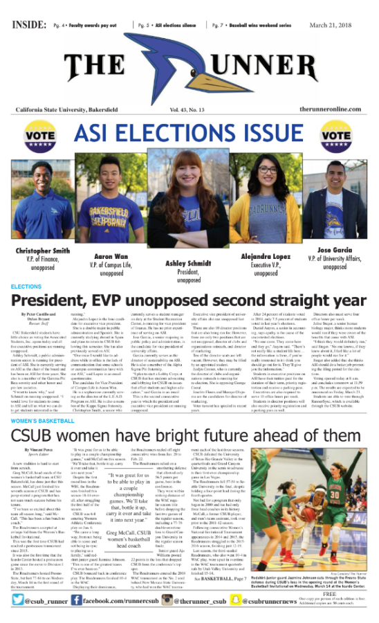 March 21, 2018 Issue of The Runner